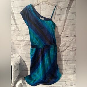 Blue Stripe One Shoulder Dress - Wedding Guest Dress